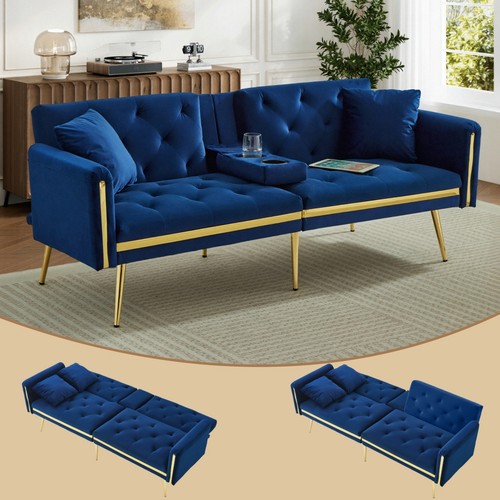 Seater velvet sofa - bed, w/