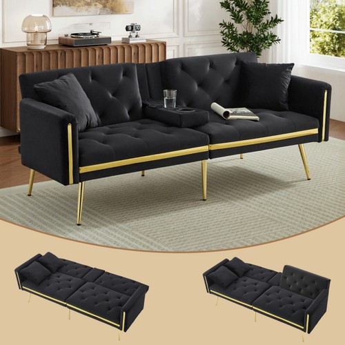 Seater velvet sofa bed - 2-seater, w/