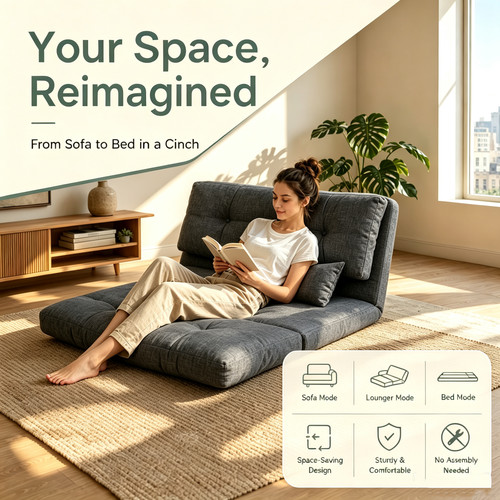 Fabric recliner sofa bed - fabric,
