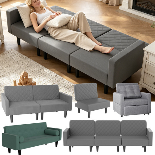 Double single fabric sofa - fabric, bed