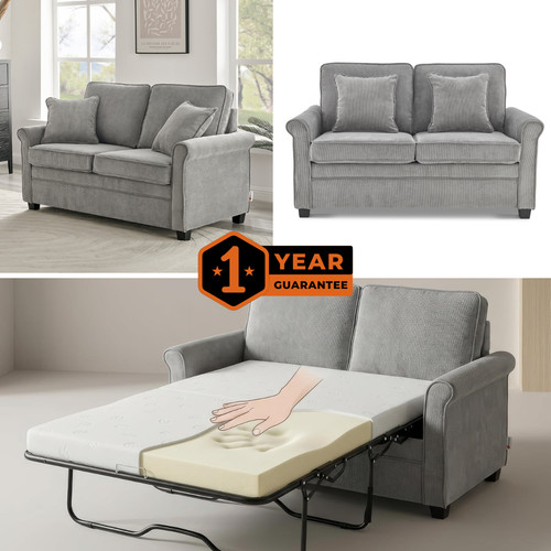 Ramy grey corduroy sofa bed - sofa,