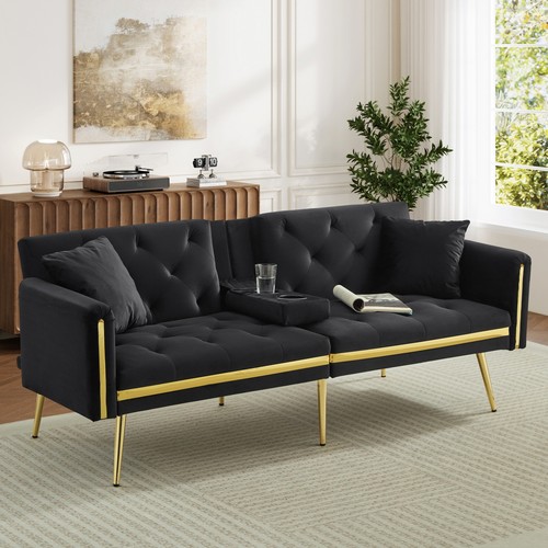 Modern velvet sofa bed - bed, 2